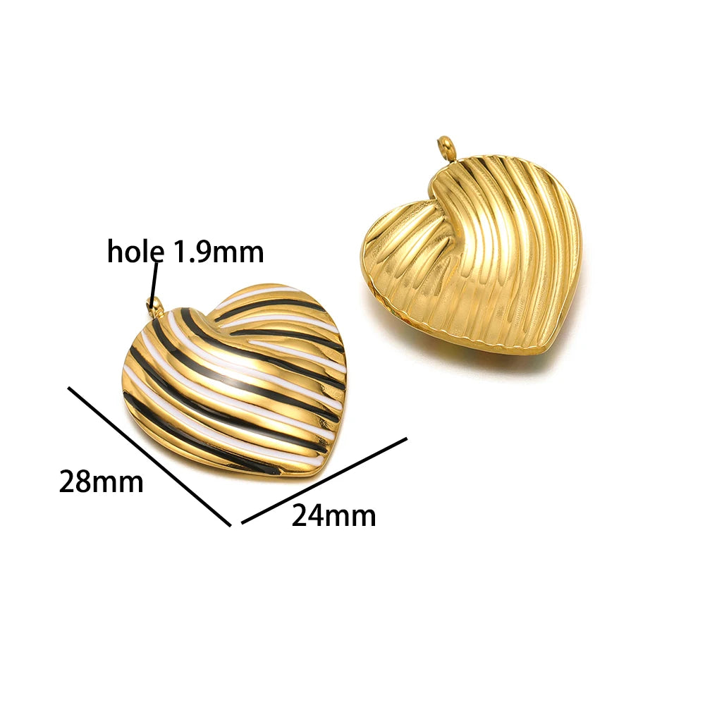Bohemian Style 18k Gold Plated Stainless Steel Colorful Enamel Heart Charm Pendant for DIY Necklace Jewelry Making