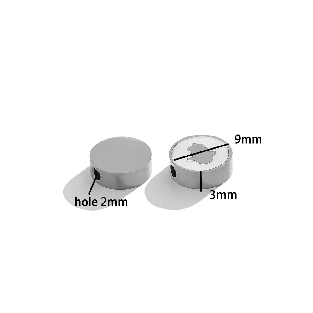 High Quality 18k Gold Plated Stainless Steel 9mm Round Enamel Bead Charms Pendant for Women Jewelry Necklace Earrings Making