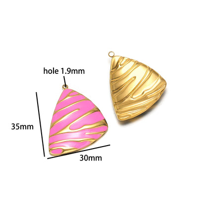 New Fashion 18k Gold Plated Stainless Steel Enamel Irregular Stripe Triangle Charm Pendant for Handmade Necklace Jewelry Making