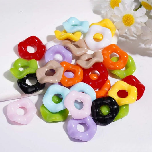Wavy Scalloped Hollow Acrylic Spacer Beads 16MM Multi-Color for Handmade DIY Beadable Pen & Keychain Supplies Wholesale