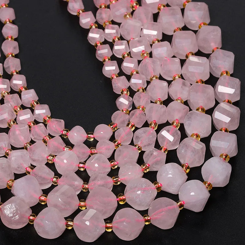 Faceted Helix Twisted 6mm 8mm 10mm Jade Agate Gemstone Beads, Cut Stone Obsidian Rose Quartz Bead for DIY Jewelry Making 18CM