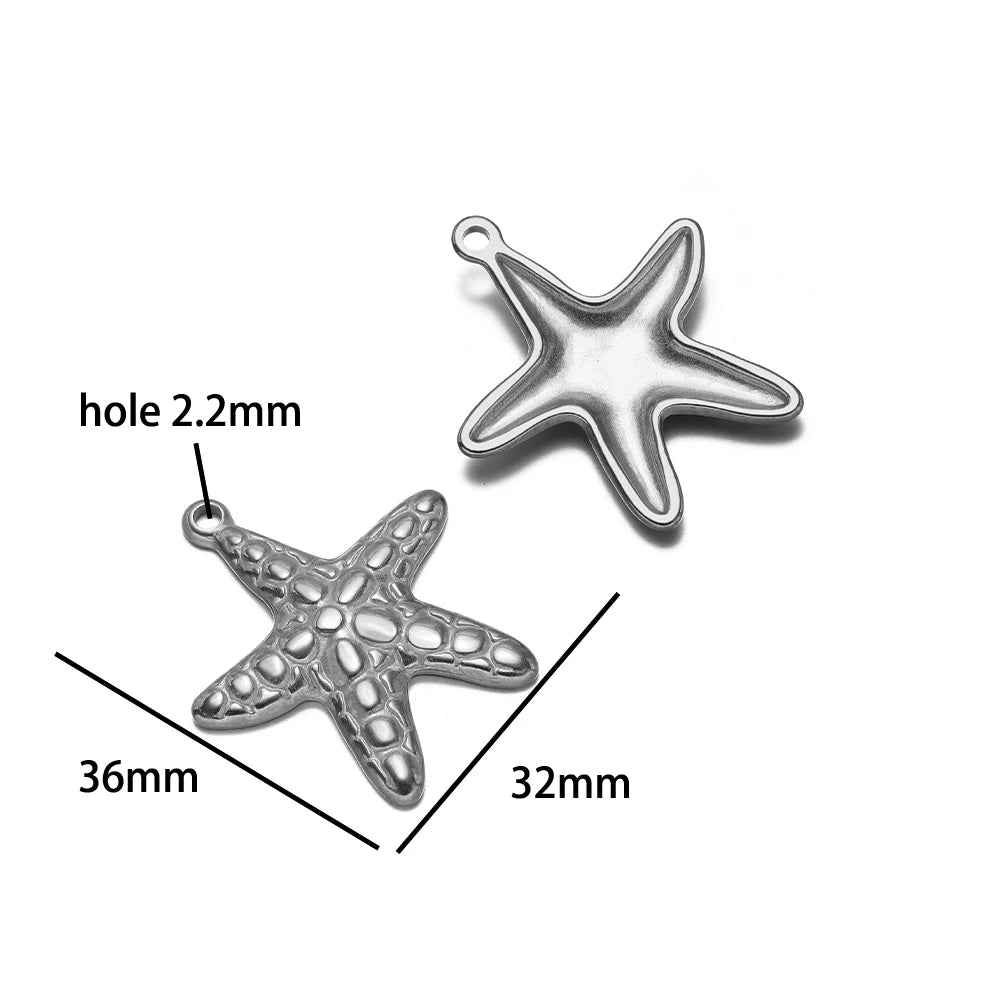 Ocean Style Sea Star Charm Stainless Steel 18K Gold Plated Starfish Charm Pendant for Jewelry Earring Necklace Making