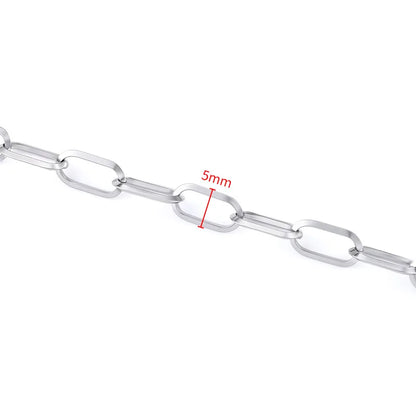 D397 High Quality Semi-Finished Waterproof Stainless Steel Rectangle Link Paperclip Cross Chain for Jewelry Necklace Making
