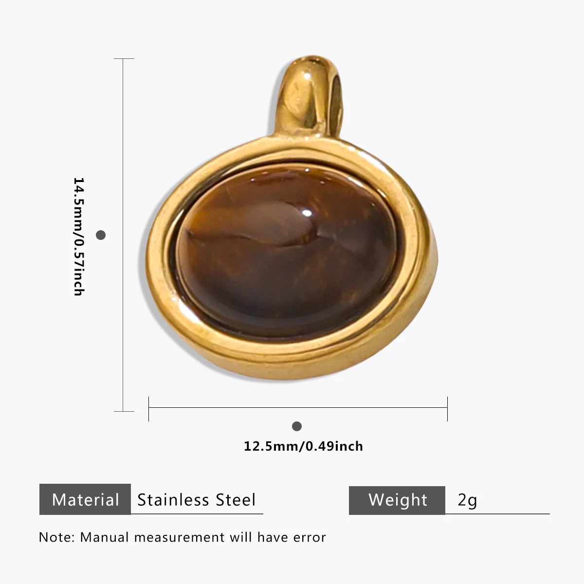 Vintage Handmade DIY Stainless Steel Gold Plated Tiger Eye Stone Charm Pendant for Necklace Jewelry Making