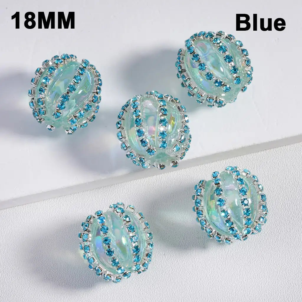 Multi-Color Translucent Acrylic Beads with UV Coating and Shiny Rhinestone Chains 18MM