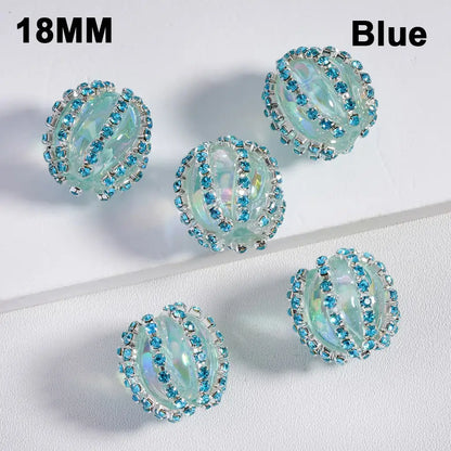 Multi-Color Translucent Acrylic Beads with UV Coating and Shiny Rhinestone Chains 18MM
