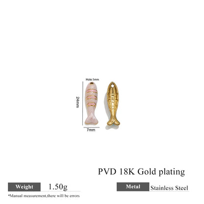 304 Stainless Steel Enamel Small Fish Pendants Multiple Styles Colorful Cartoon-shaped Charms DIY Necklaces