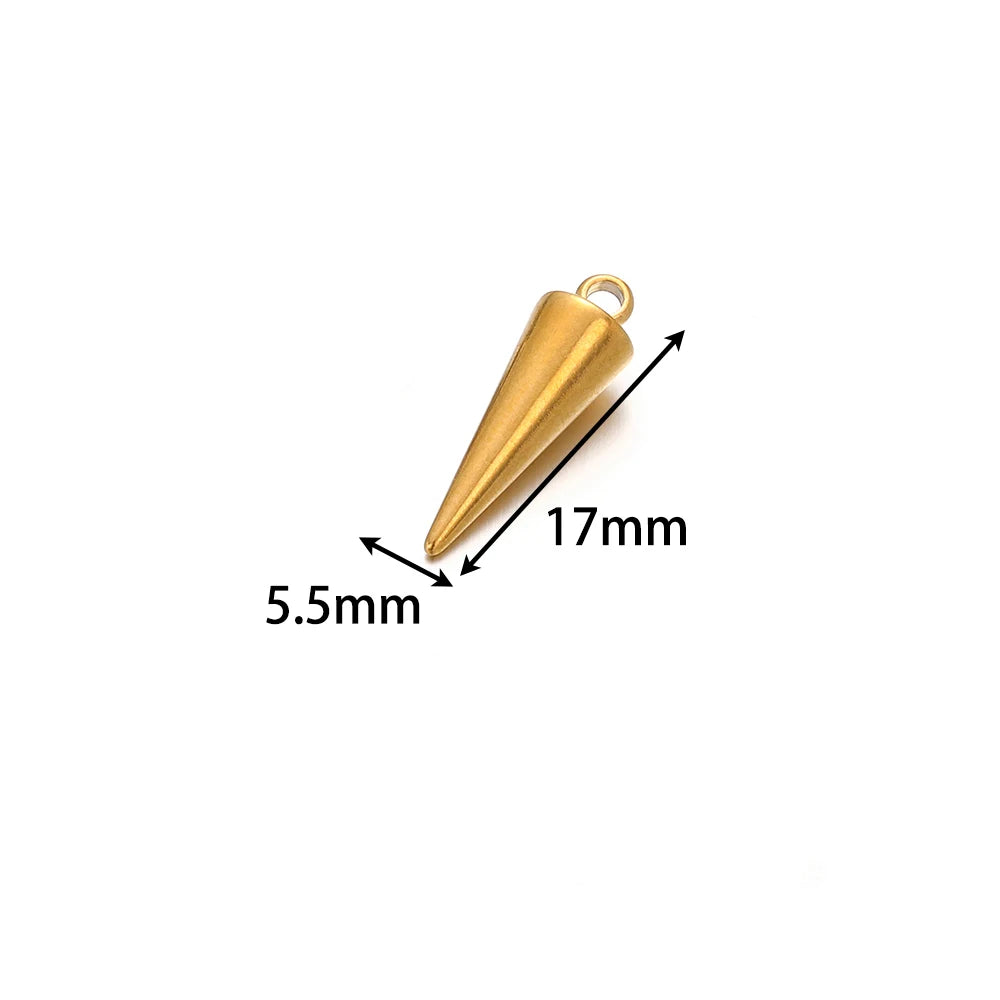 Gold Plated Stainless Steel Small Pointed Cone Weld 3.5mm Hole Charm for  Jewelry Necklace Making