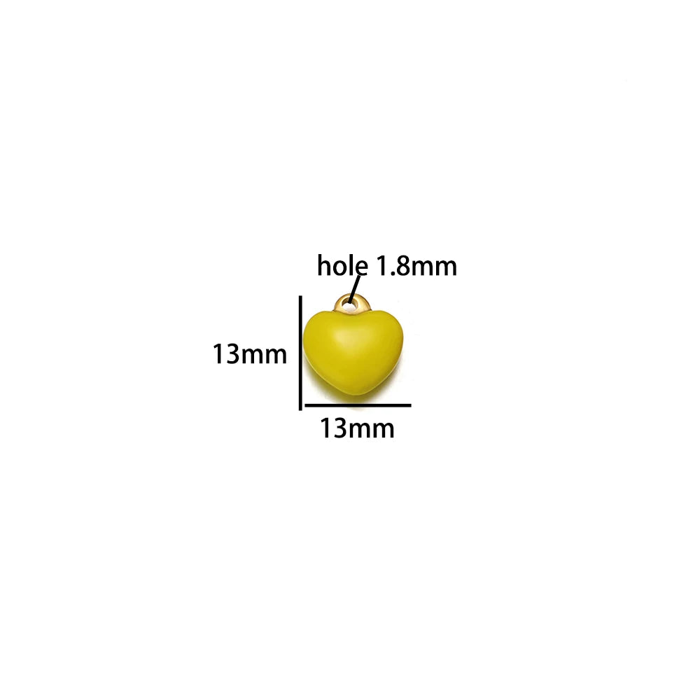 Colorful Heart Shaped Pendant Stainless Steel 18k Gold Plated Enamel Charms Pendant for Women Jewelry Necklace Making