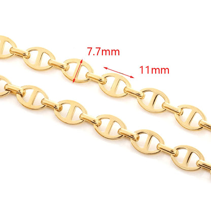 B4888 18k Gold Chain PVD Stainless Steel Bulk Chains Pig Nose Connectors Chain for Jewelry Diy
