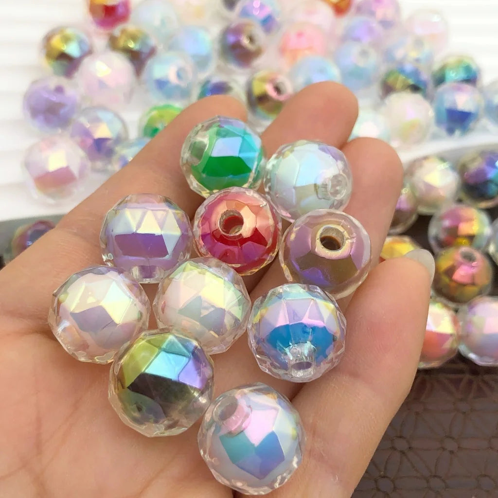 100pcs 16mm Rainbow Candy Globe Acrylic Bead Transparent Bead in Bead Round Loose Beads for DIY Jewelry Craft