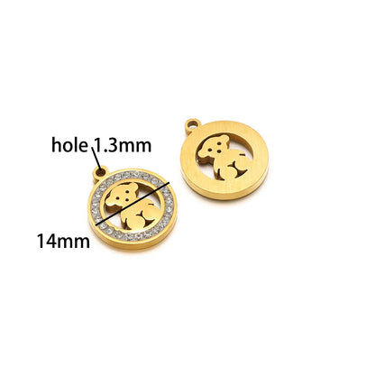 Handmade DIY Pendant 18k Gold Plated Stainless Steel Heart Star Zircon Charm Pendant for Women Jewelry Making Accessories