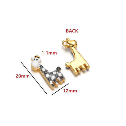 High Quality 18K Gold Plated Stainless Steel Enamel Giraffe Shape Pendant for Necklace and Earrings Jewelry Making