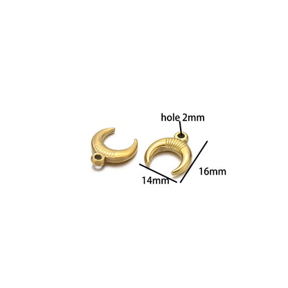 Fashion Pendant 304 Stainless Steel 18k Gold Plated Cross Moon Geometric Charm Pendant for DIY Jewelry Necklace Making