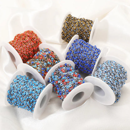 D167 Waterproof Vacuum Stainless Steel Roller Chain Lucky Eye Enamel Connector Chains Luxury for Necklace Bracelet Men
