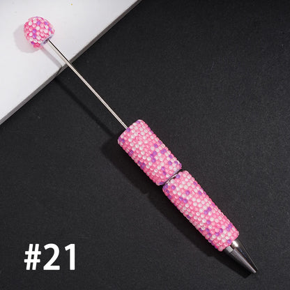 Neon Fluorescent Candy Color Full Rhinestone Clay Bead Pens Fully Wrapped Shiny Rhinestones Pure Handmade DIY Beaded Pen Blanks