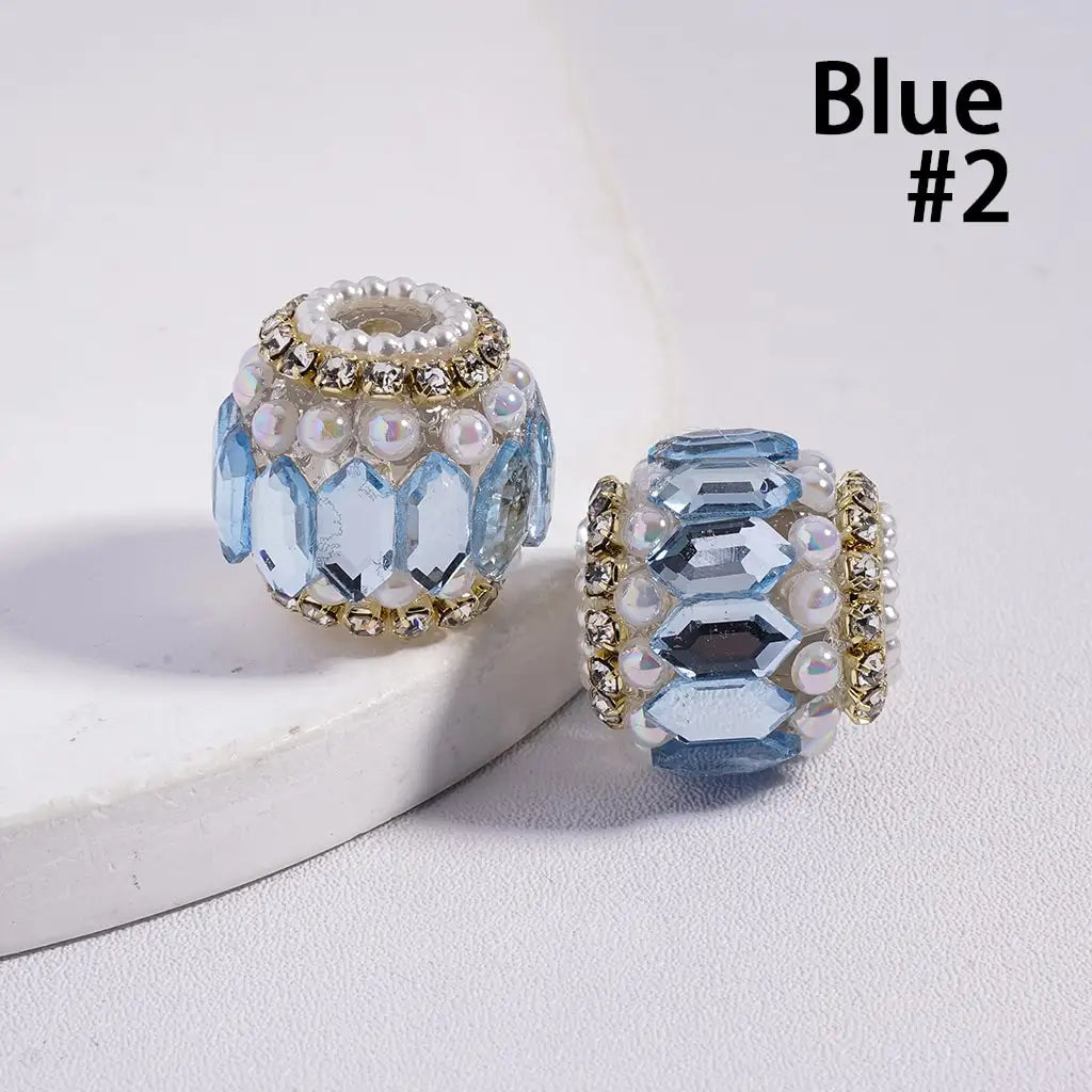 Round Acrylic Plastic Lucite Rhinestone Beads with White Pearl Clear Chains for Pen Keychain Making