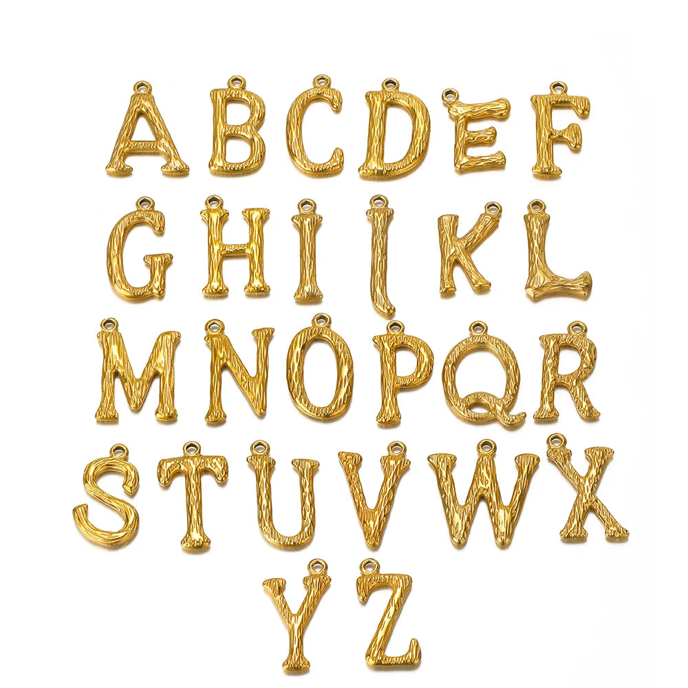 Fashion Stainless Steel 18k Gold Plated 26 Letter Alphabet Initial Charm Pendant for Jewelry Making Wholesale