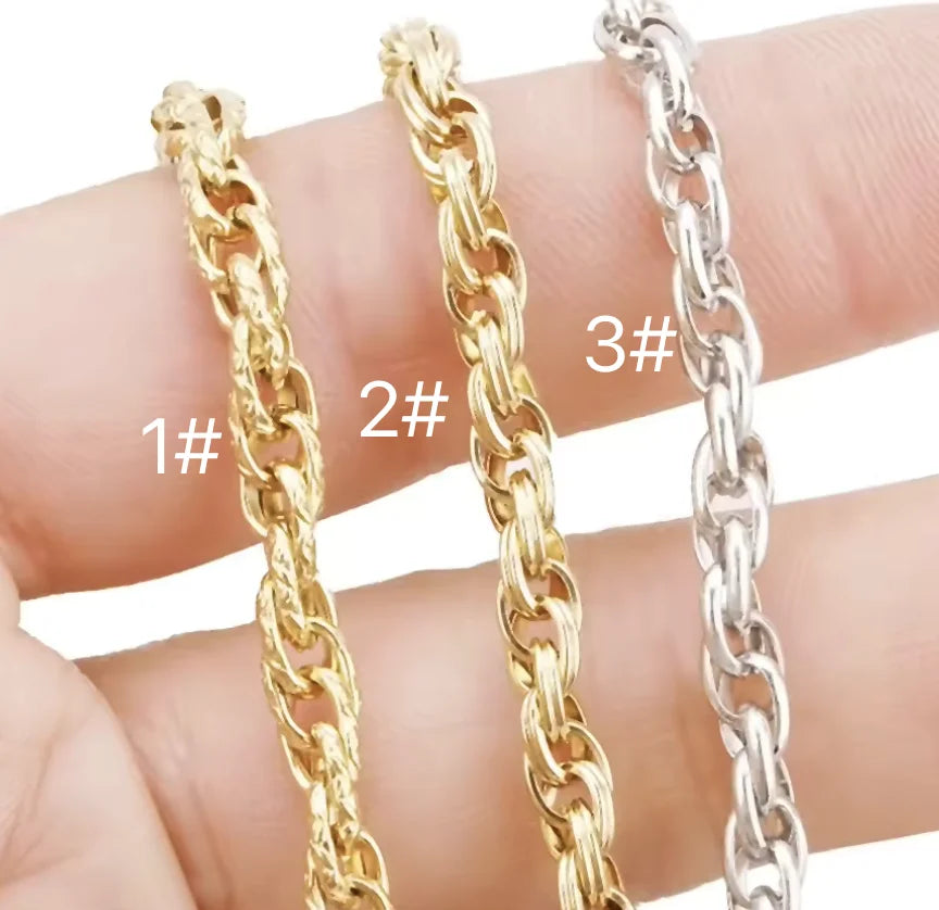 B4583 Permanent 18k Gold Vacuum Plated Twist Stainless Steel Chain Thick Hip Hop Chain for Jewelry Diy