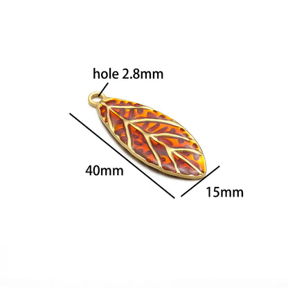 Diy Accessories 18k Gold Plated Stainless Steel Dripping Oil Colorful Leaf Charms Pendant for Jewelry Necklace Earrings Making
