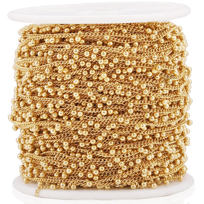 B4587 Roller Gold Plated Chain Vacuum Stainless Steel Chain Round Ball Beads Chain for Jewelry Diy