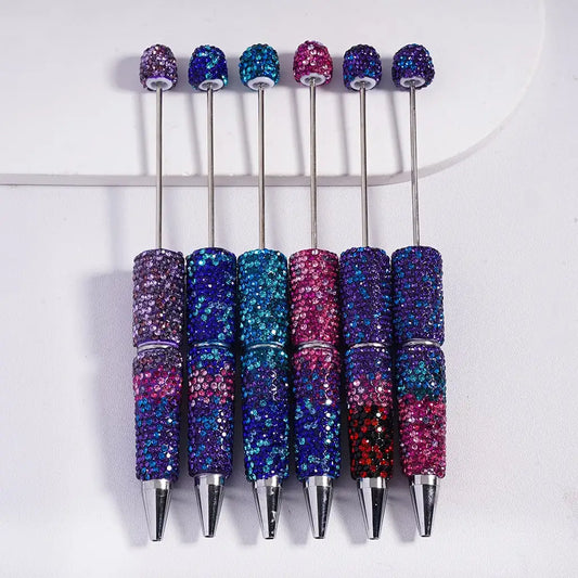 For Plastic Clay Pens with Ombre Color & Full Cover Multi-Color Shiny Rhinestones Decor-Welcome Gifts Ballpoint Pen