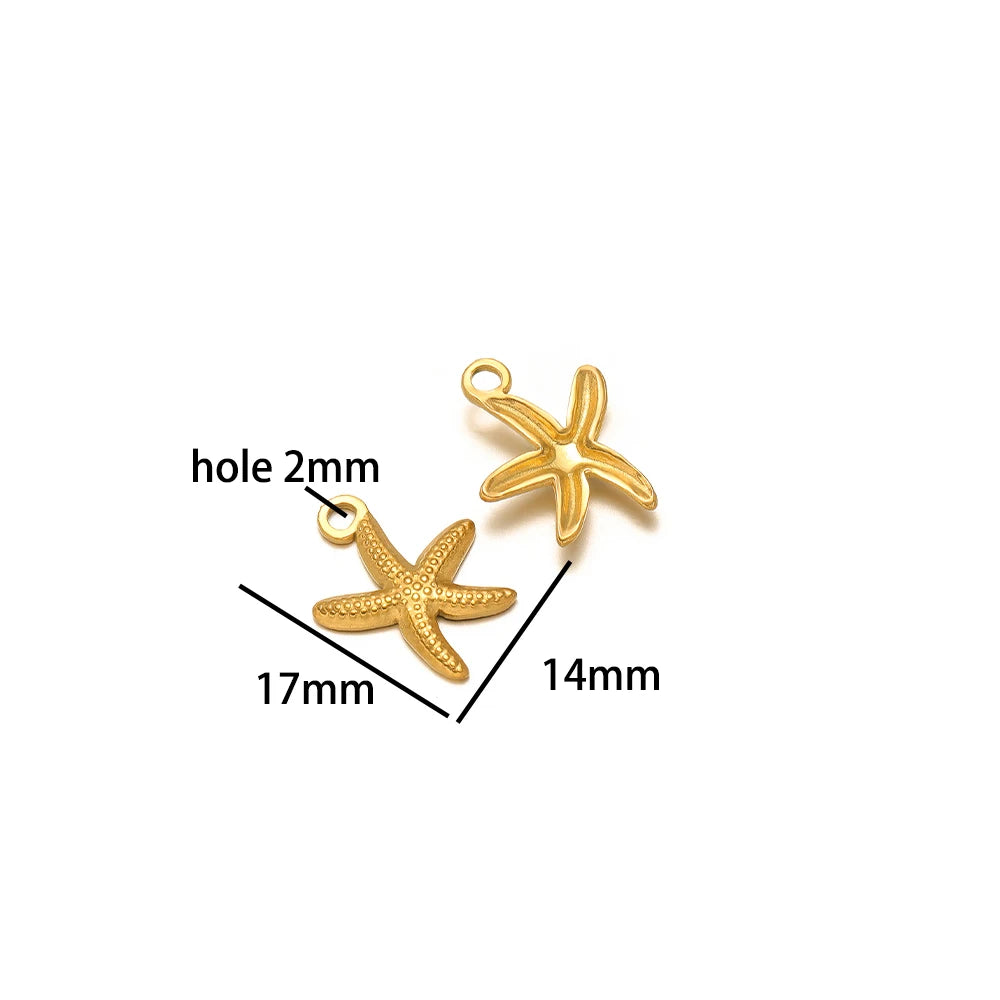 Ocean Style Sea Star Charm Stainless Steel 18K Gold Plated Starfish Charm Pendant for Jewelry Earring Necklace Making
