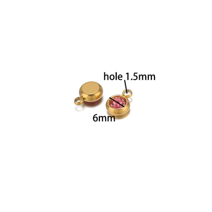 Hot Sale Colorful Pendant 304 Stainless Steel 18k Gold Plated 6mm Crystal Bead Charm Pendants for DIY Necklace Bracelet Making