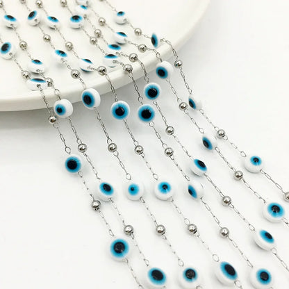 E218 New Gold Enamel Plated Chain Waterproof Stainless Steel Lucky Eye Charm Chains for Jewelry Custom Diy