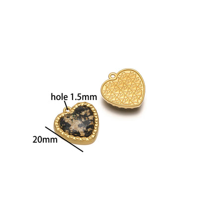 Retro Glass Pendant Stainless Steel 18k Gold Plated Star Heart Round Butterfly Shape Charm Pendant for Jewelry Necklace Making