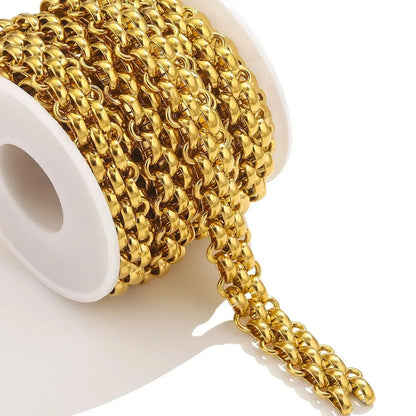B4714 Hip Hop Thick Vacuum Chain 18k Gold Plated Stainless Steel Chain Roller Bulk Chain for Jewelry Diy