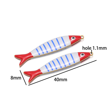 Ocean Style Cute 18k Gold Plated Stainless Steel Rainbow Colorful Enamel Fish Charm Pendant for Jewelry Necklace Making