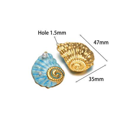 Stainless Steel 18k Gold Plated Enamel Heart butterfly Flower Conch Lip Charm Pendant for Jewelry Necklace Making