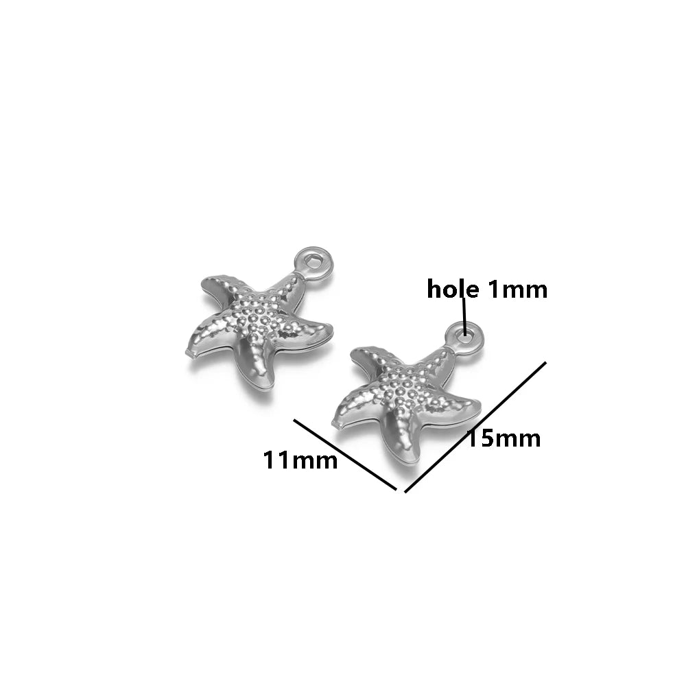 20pcs/bag Stainless Steel 18k Gold Plated Hollow Starfish Lobster Fish Shell Charms Pendant for DIY Jewelry Necklace Making
