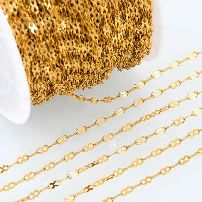 E127 Fashion Silver Gold Plated Chain Waterproof Stainless Steel Link Chains 8 Connector Chains for Jewelry Custom
