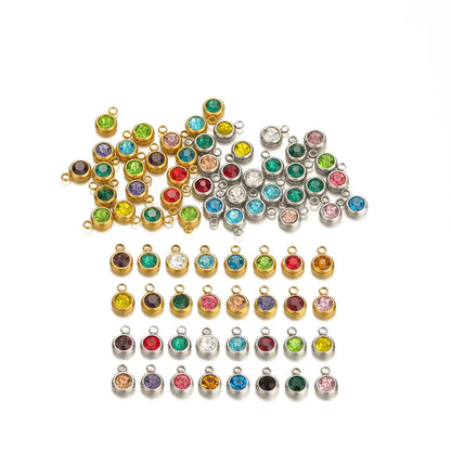 Hot Sale Colorful Pendant 304 Stainless Steel 18k Gold Plated 6mm Crystal Bead Charm Pendants for DIY Necklace Bracelet Making