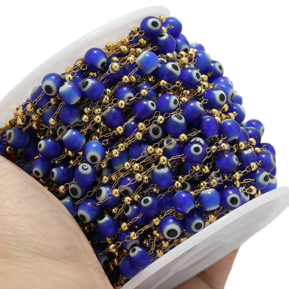 B3338 Rainbow Color Resin Beaded Chain Enamel 6mm Eye Beads Chain Bracelet Necklace Making