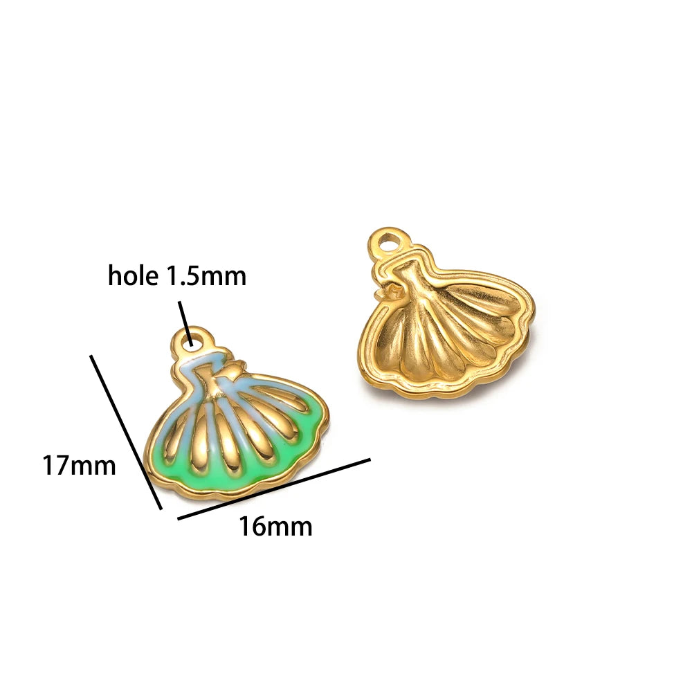 Hot Selling 18k Gold Plated Stainless Steel Enamel Butterfly Heart Shell Starfish Charm Pendant for DIY Necklace Jewelry Making