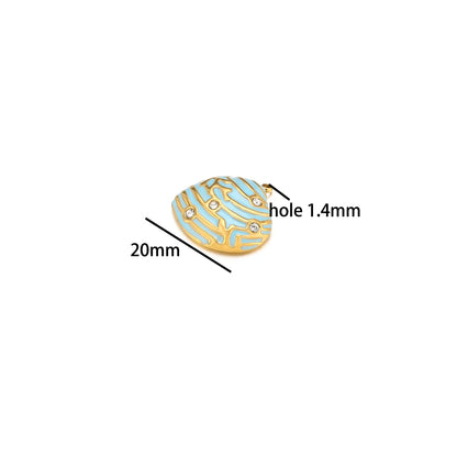 Hot Selling Stainless Steel 18k Gold Plated Enamel Pearl Shell Zircon Charm Pendant for Jewelry Necklace Making Accessories