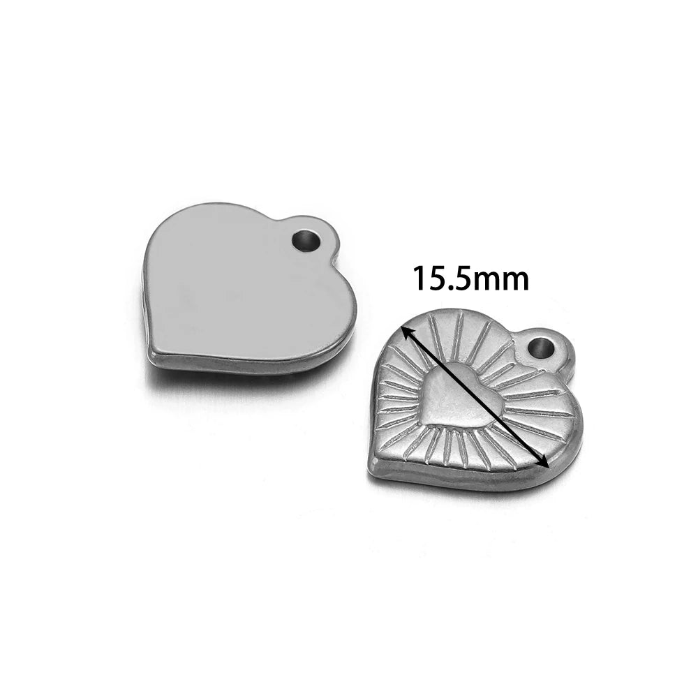 Vintage Stainless Steel 18k Gold Plated 15.5mm Heart Charm Pendant for Jewelry Necklace Making Accessories