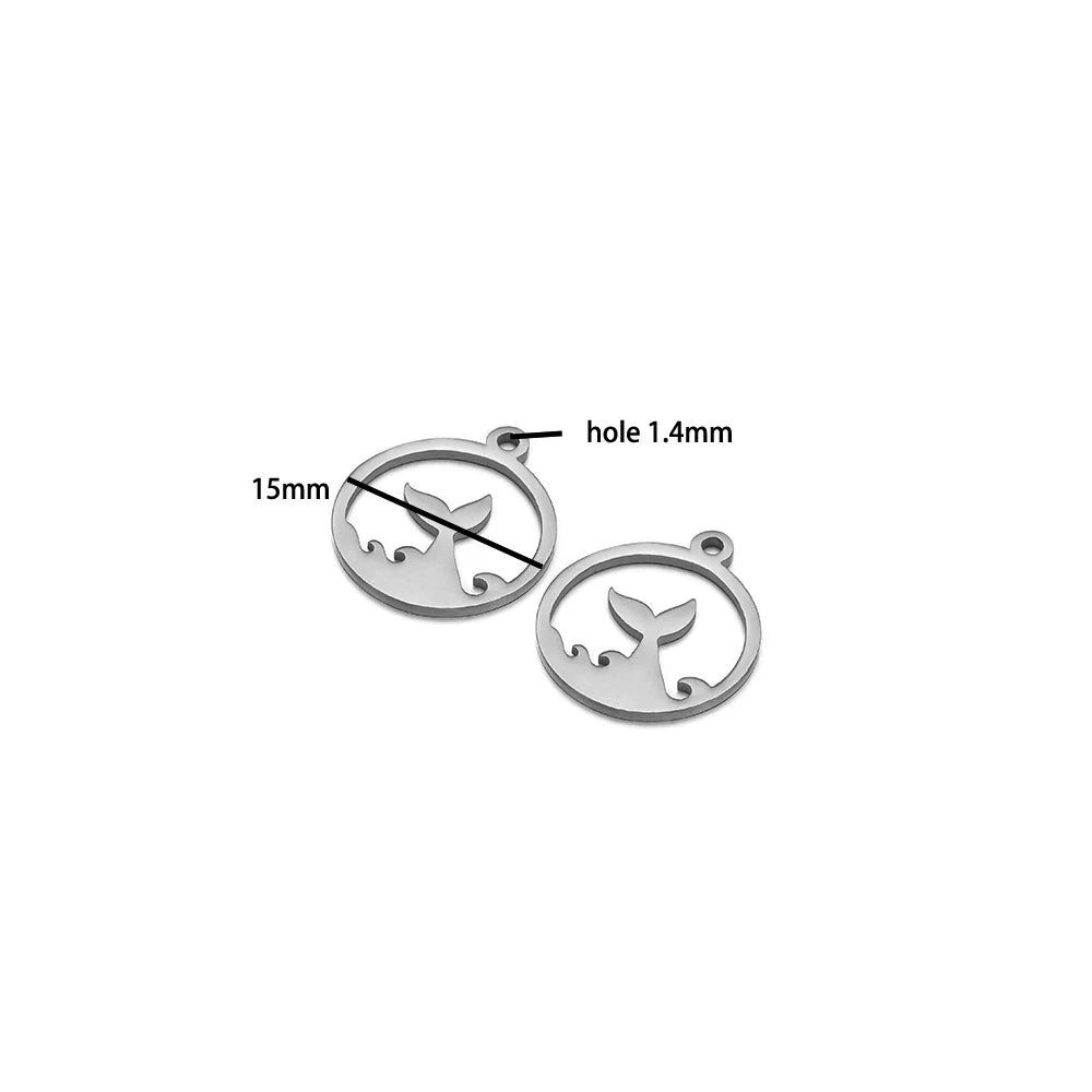 DIY Pendants Stainless Steel 18k Gold Plated Hollow Cactus Butterfly Star Sun Eyes Charm Pendants for Jewelry Necklace Making