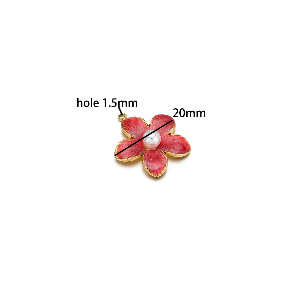 Wholesale DIY Jewelry Finding Stainless Steel 18k Gold Plated Multi Colore Flower Charm Pendants for  Jewelry Necklace Making