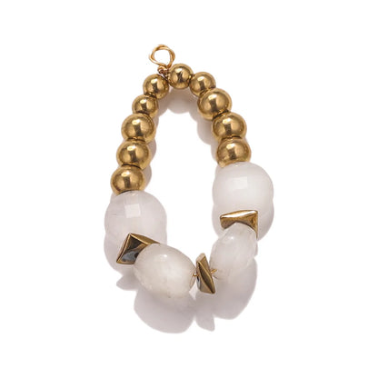 Bohemian Style Stainless Steel Gold Plated Natural Gemstone Stone Beads Charm Pendant for Jewelry Making