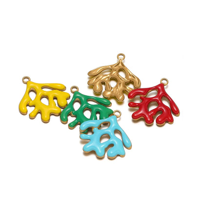 New Fashion Stainless Steel 18k Gold Plated Oil Drop Coral Charm Pendant for Jewelry Necklace Making Accessories