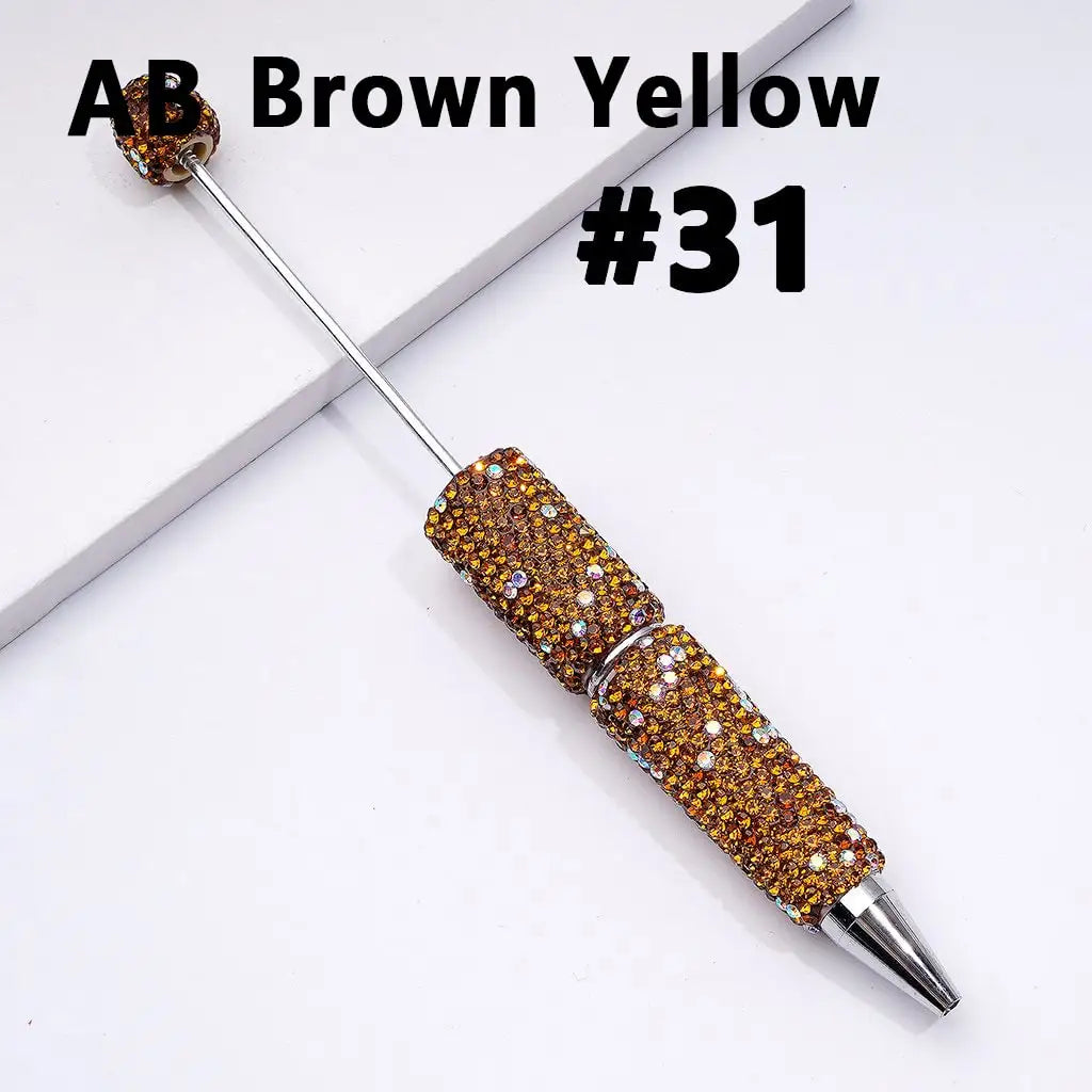 Full Rhinestone Beadable Clay Ballpoint Pens - DIY Beaded Plastic Pen for School Office Gift