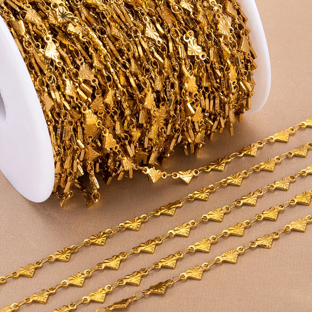 A3042 Hot Fashion 18k Gold Plated Stainless Steel Chain Heart Shape Necklace Bracelet Making Diy Jewelry Findings