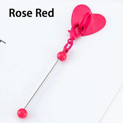 DIY Beadable Keychain Bar with Heart Sticker Adhesive Cup Pendant Mini Lobster Clasp