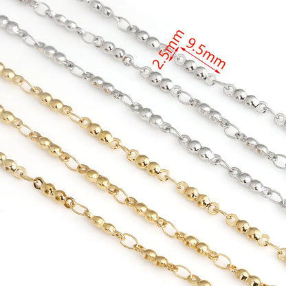D326 Non Tarnish Vacuum Plated Stainless Steel Chain 18k Gold Silver Plated Bead Roll Bulk Chain for Necklace Bracelet Diy