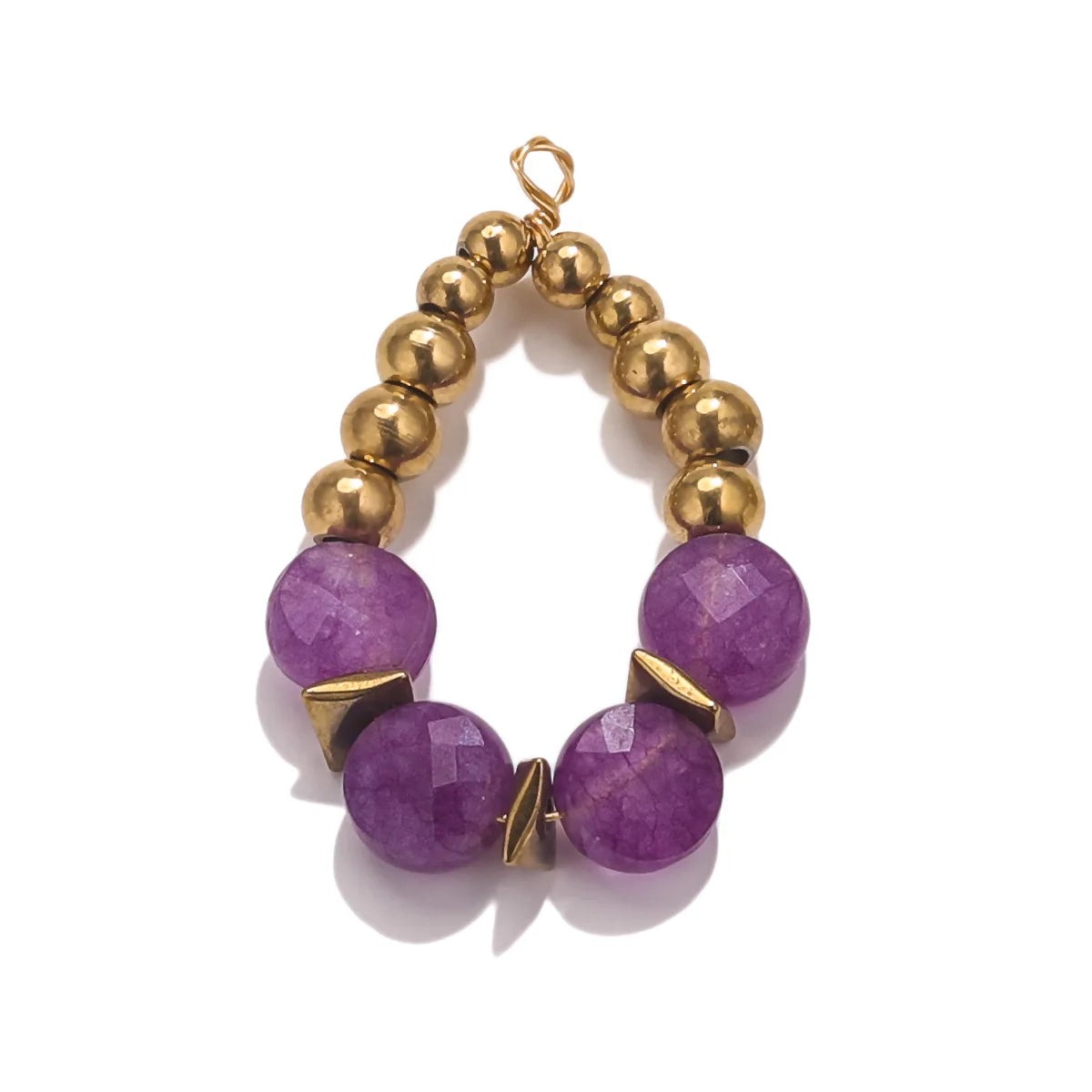 Bohemian Style Stainless Steel Gold Plated Natural Gemstone Stone Beads Charm Pendant for Jewelry Making