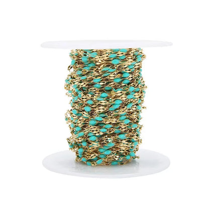 A8062 Colorful Enamel 2mm Stainless Steel Chain 18k Gold Beads Lip Chain Non Tarnish for Jewelry Diy Accessory Making